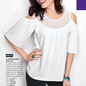 Avon Signature White Cold Shoulder Crochet Top